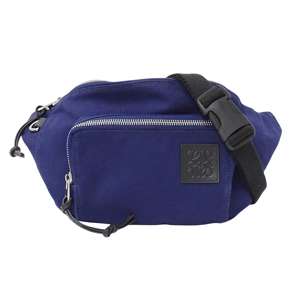 Loewe handbag for women and men, brand name, body bag, waist canvas, navy.